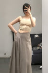 marc le bihan linen skirt 2510 taupe
